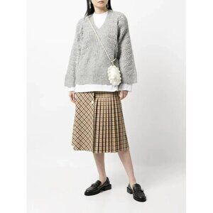 b+ab Women's Size Small Gray Layered Knit Jumper V-Neck Pullover Sweater $395